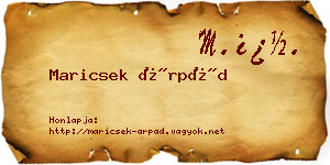 Maricsek Árpád névjegykártya